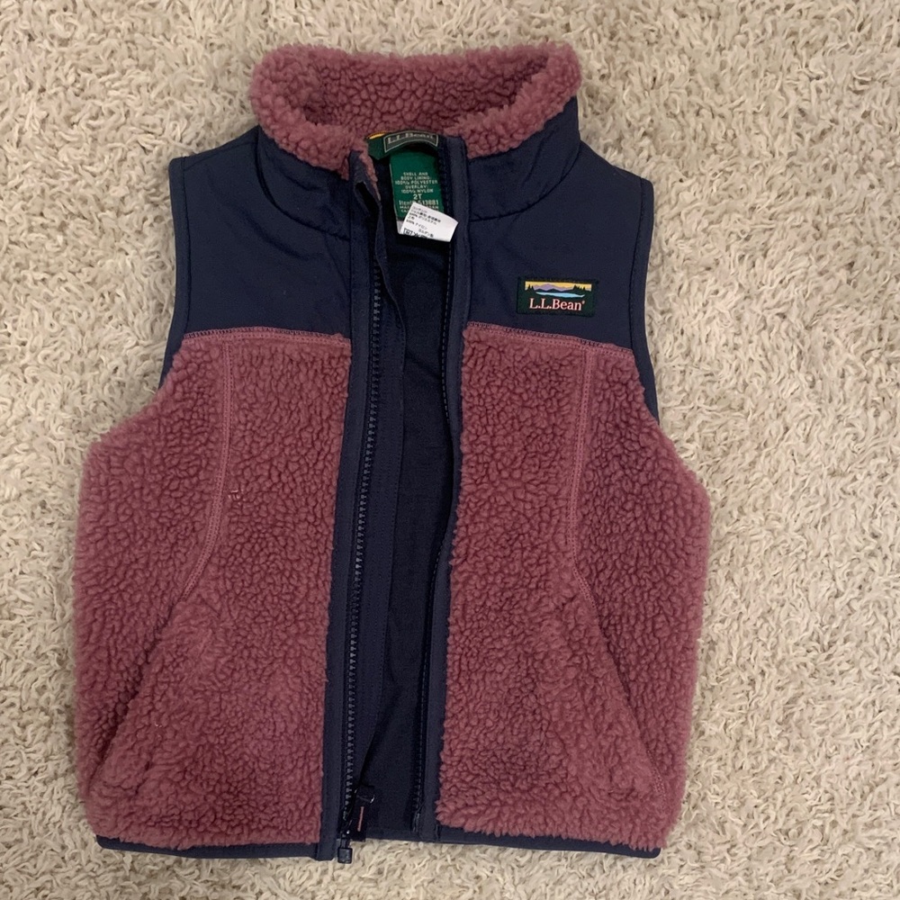 L.L. Bean Kids Fleece Vest in Pink and Navy
